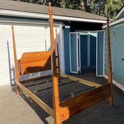 Queen Wood Bed with Four Posts
