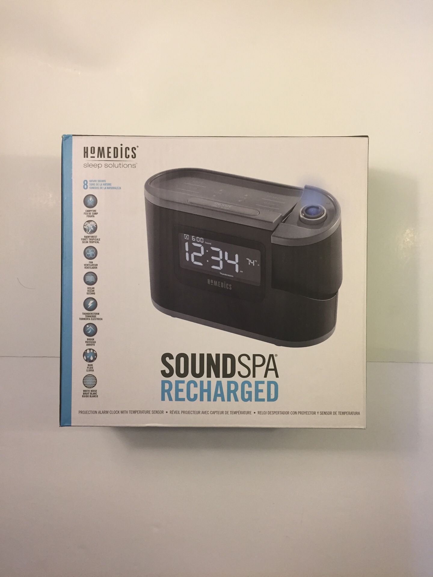 HoMedics SoundSpa Recharged alarm clock.