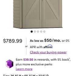 Rubbermaid Vertical Resin Plastic Outdoor Storage Shed 