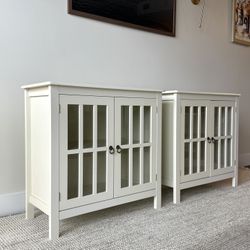 2 Glass Storage Cabinets