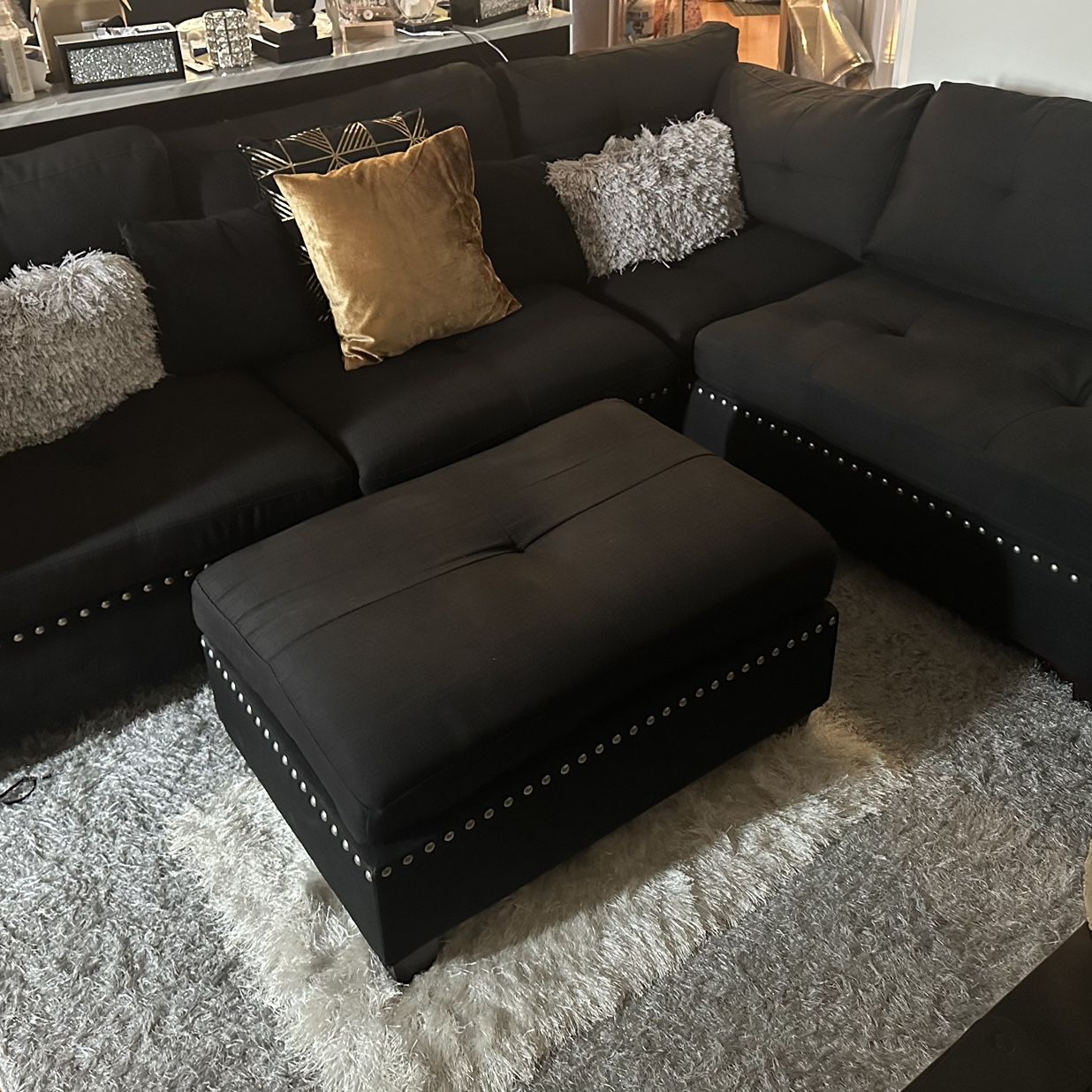 MOVING SALE all Must Go. Milani 3 - Piece Upholstered Sectional Couch and ottoman