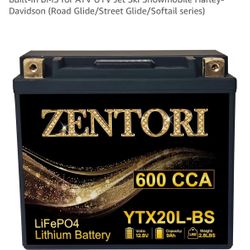 ZENTORI YTX20L-BS LiFePO4 Battery 12.8V 9Ah 600CCA with Built-in BMS for ATV UTV Jet Ski Snowmobile Harley-Davidson (Road Glide/Street Glide/So