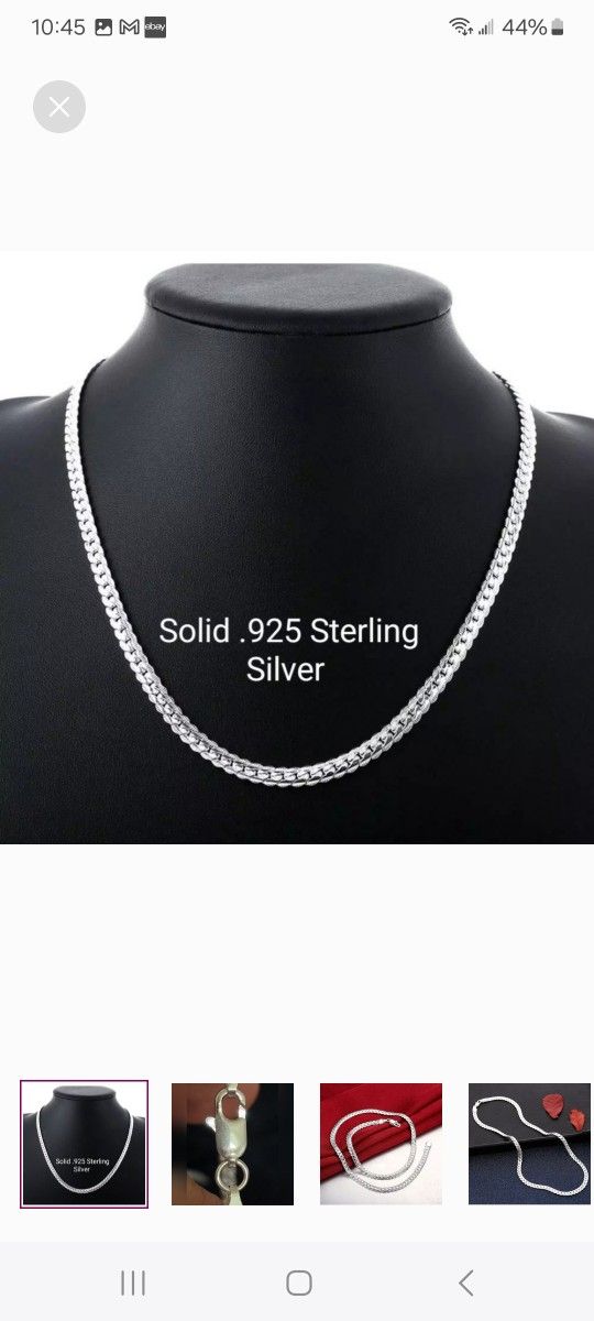 24" .925 Sterling Silver Stamped Necklace / Chain - NEW