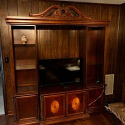 Entertainment Center With Glass Shelves