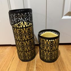 Outdoor Backyard Porch Candle Set Home Decor (Battery) - Bundle of 2 