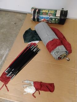 Classic Coleman 10' ft x 8'ft Burgundy and Gray Dome Camping Tent 