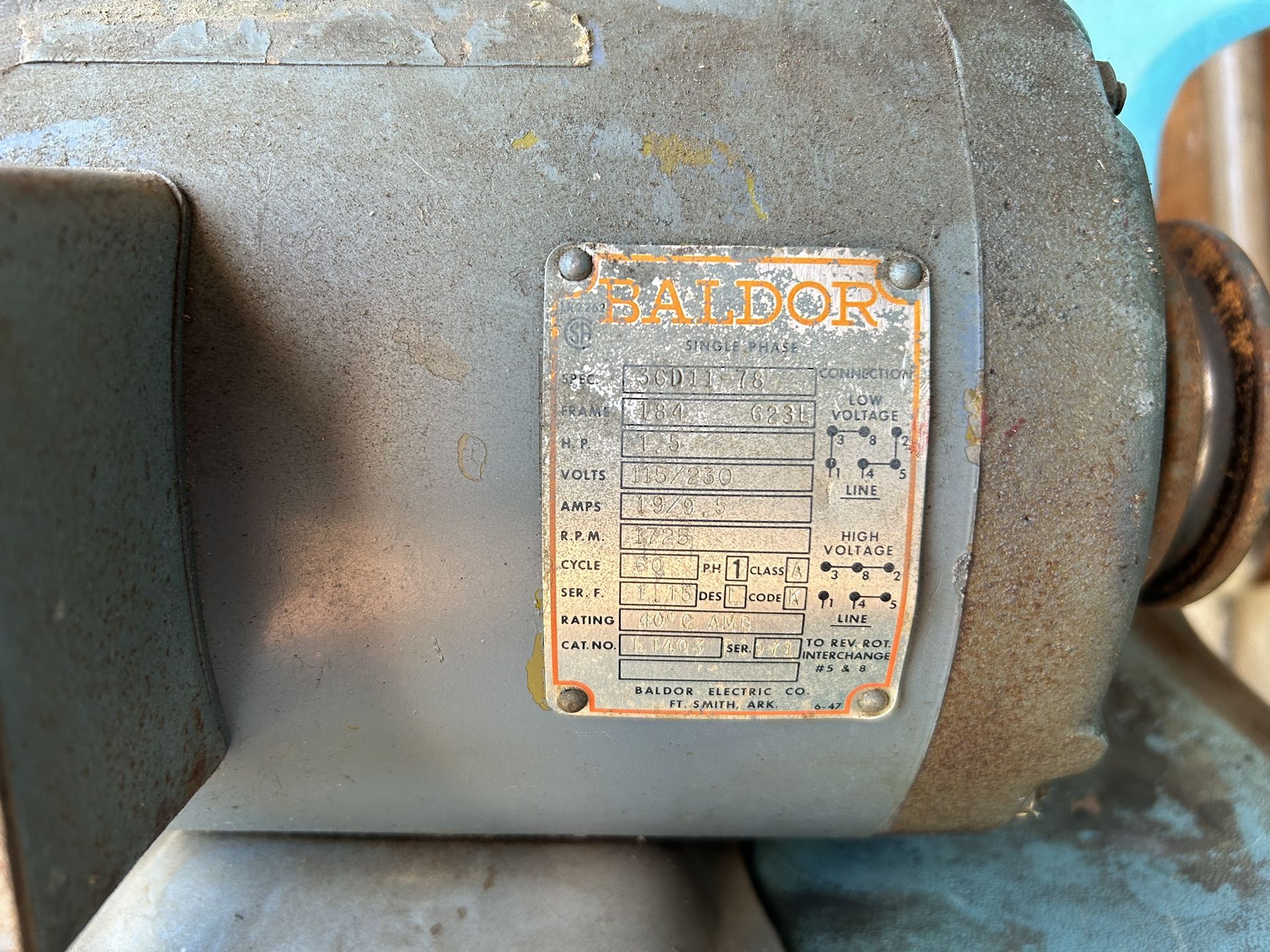 1.5 Horsepower Baldor Motor