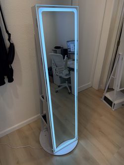 SONGMICS LED Full Length Mirror Jewelry Armoire Cabinet – White