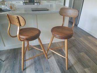 Swivel Wooden Bar Stools (2) Kai Pederson