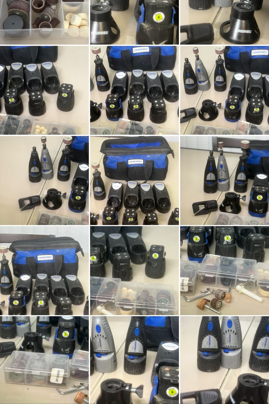 Dremel Model 7700 Cordless Dremel With 2 Dremel 7.2 Volt & Accessories For Parts. Used in good condition with some cosmetic blemishes. There blemishes