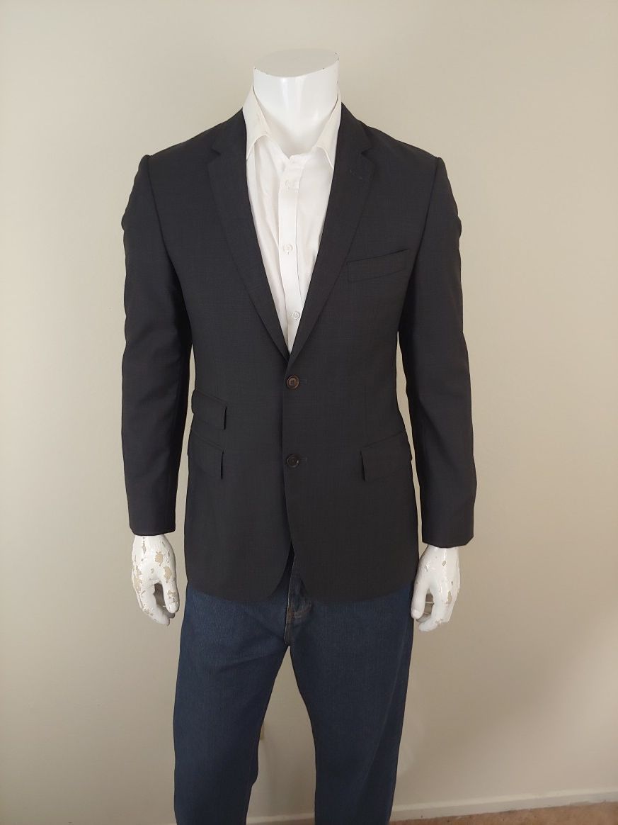 Hugo Boss New Edison Power Mens Charcoal Gray Sports Coat 2 Button Blazer Size 38 R