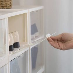 New In Box 12 Shoe Storage Box Plastic Stackable Shoe Container Off White 