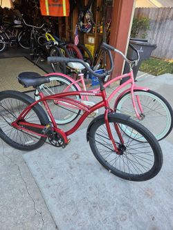 Huffy bikes Red and Pink
