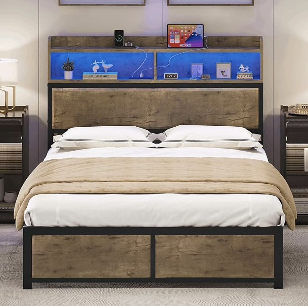 BED FRAME KING SIZE WITH STORAGE HEADBOARD BRAND NEW IN BOX!!!
