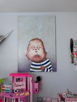 Art- Boy blowing bubbles