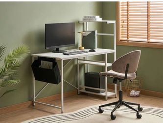 Home Office Desk ARAMINGO 120 cm 60 cm with Storage White