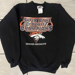 Denver Broncos Sweater Vintage Crewneck Super Bowl 32 Champs Youth Large 1998