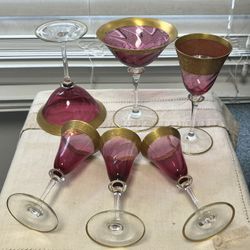 Antique Cranberry Gold Glassware