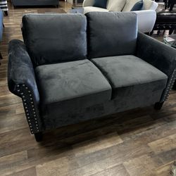 SALE JULY 4th Brushed Gray Velvet Sofa & Loveseat Set