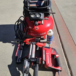 Craftsman Pancake Compressor and 4 Nailers - OBO