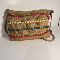 The Sack Crochet Wooden  Beads Pocket Book Shoulder Purse