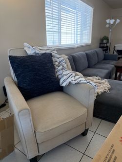 Cream Accent Chair – Modern Linen Living Room Chair