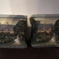 Thomas Kinkade Candleholders Set Of (2) Pre Owned 