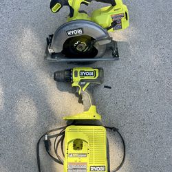 Circular saw, drill and fast charger Ryobi