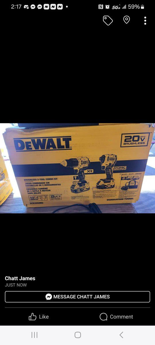 DEWALT DCK2050M2 20V 2-Tool COMBO Kit  XR Drill & ATOMIC Impact Driver