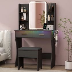 Black Vanity With LED Lights - HLG21