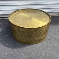 Gold Metallic Drum Cocktail Table 