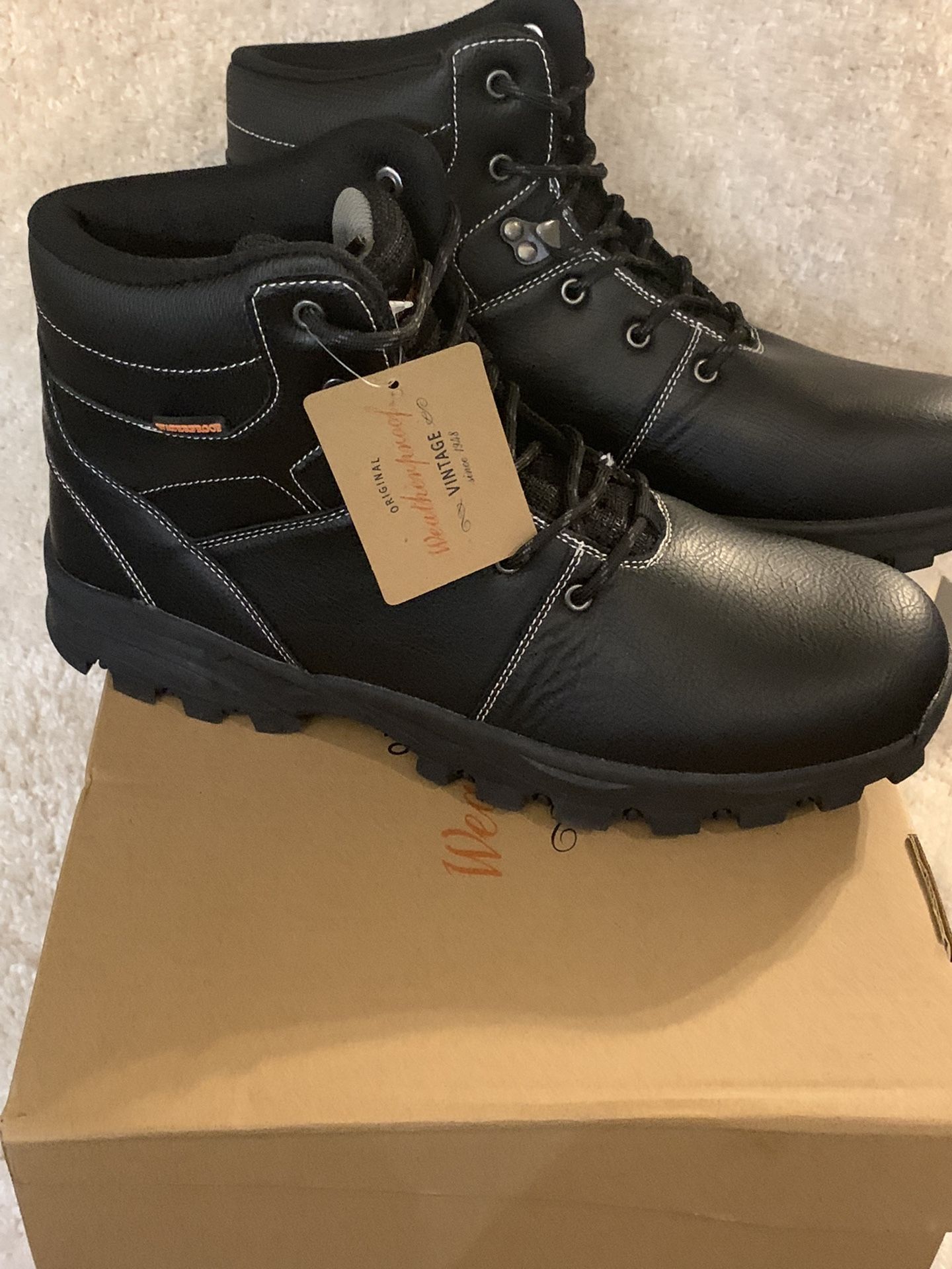 Original weatherproof vintage men’s boots size 11 M WEATHERPROOF VINTAGE Mens Black Mixed Media Padded Water  main image 4