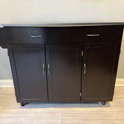 Metal Kitchen Island w/ Wheels and Drawers