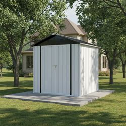 6x4 Metal sheds Apex Roo White + Black