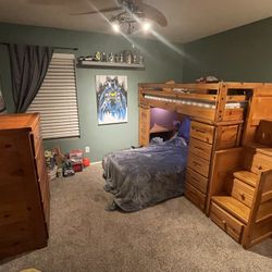 Solid Wood Twin Bunk Bed Set