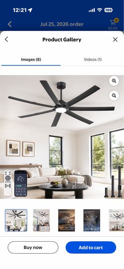 Lokivas 66" Black Ceiling Fan with Light, APP & Remote Control, 6-Speed Quiet DC Motor, Dimmable LED, Indoor/Outdoor, for Living Room