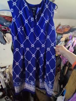 Enfocus Petite Royal Blue Lattice Dress, Size 12P