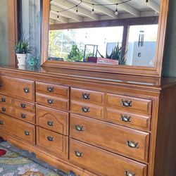 Gorgeous Tall Dresser Solid Wood Whit Mirro