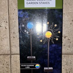 Celestial Solar Garden Stakes Outdoor Decor 
