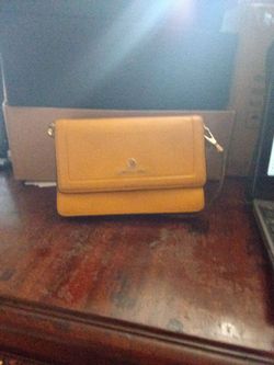 Mustard Yellow Leather Crossbody Wallet Bag