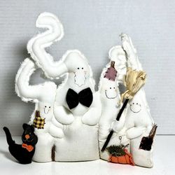 Vintage Armchair Shopper Halloween “Holiday Spirits” Ghost Family Fabric Decor