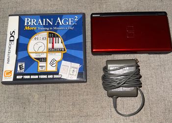 RED NINTENDO DS LITE HANDHELD CONSOLE WITH VIDEO GAME & CHARGER