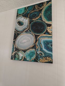 Beautiful picture of geodes with blue/teal and gold shimmer