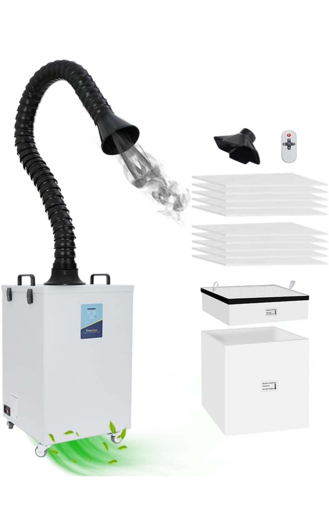 FC-2004 Fume Extractor For Laser Engraver 20W 30W 40W 50W, Strong Suction Power up to 420m³/h, 3-Stage Filtration System With 12 Filters For CNC Laser