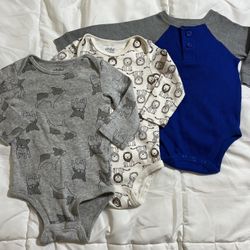 3 Baby Boy Bodysuit Shirts Size 6-9 Months