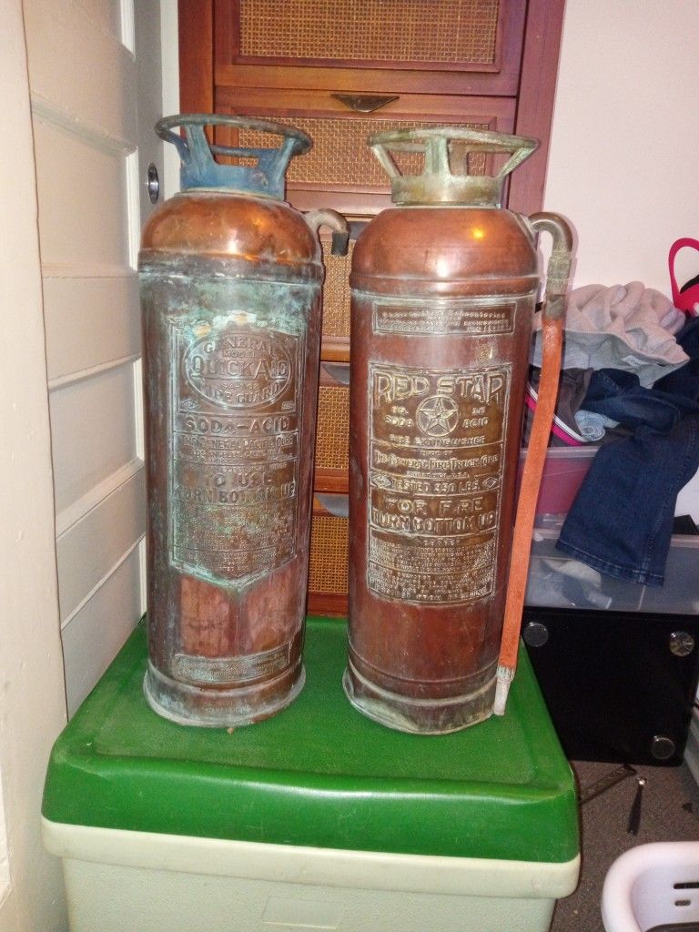 Two Early1900s Copper Fire Extinguisher 