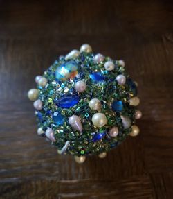 Elegant Multicolor Beaded Jeweled Sphere 3" diameter 