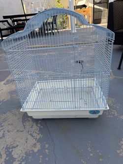 White Wire Bird Cage
