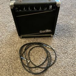 Gorilla GG-25 Vintage Electric Guitar Amp With Tube Switch And Guitar Cable 