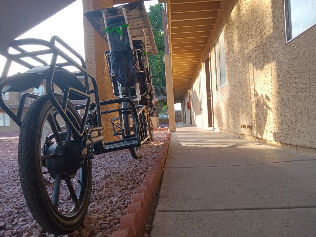 Waterproof 48v 750w Tandem Recumbent Electric Bicycle With Powered Trailer.